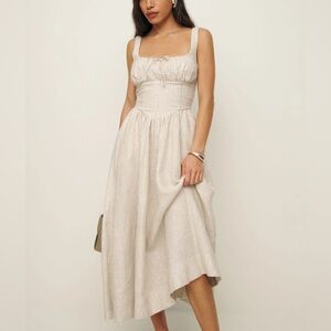 Reformation Balia Linen dress in sandy stripe